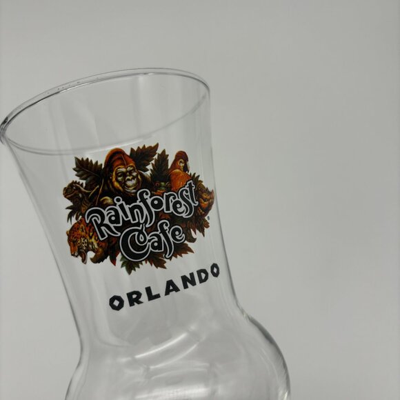 Rainforest Cafe Orlando 8" Hurricane Collectors Disney Souvenir Glass - Picture 9 of 9